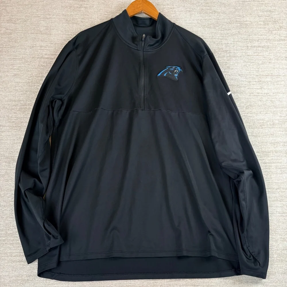 Nike Carolina Panthers NFL 1/2 Zip Pullover Men Black Performance Top XL Dri-Fit
